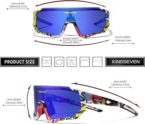 Miniatura 46 de KINGSEVEN Gafas de sol polarizadas de ciclismo para hombre, gafas de sol deportivas MTB gafas de bicicleta UV400 protección LS910 Rojo