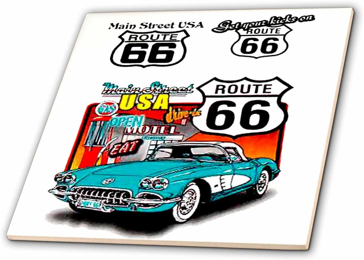3dRose ct_1010_4 Route 66-Ceramic Tile, 12-Inch