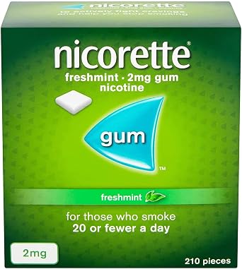 Nicorette Freshmint 2mg Gum – 210 Pieces Sugar-Free Stop Smoking Aid, Nicotine Replacement Therapy for Craving Relief, Long-Lasting Mint Flavour, Discreet On-the-Go Use