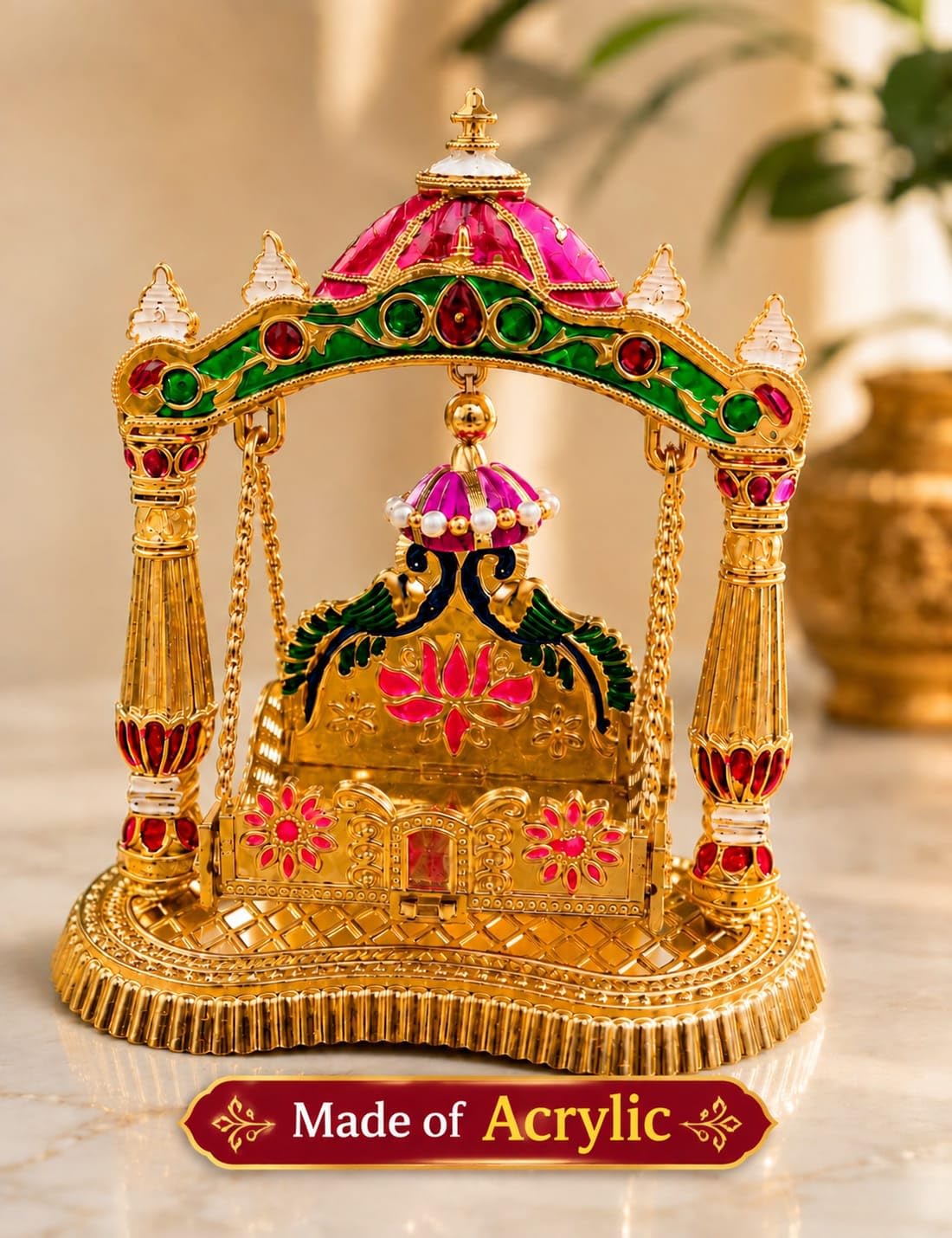 Golden Krishna Swing - Bal Gopal Jhula for Home Temple -2