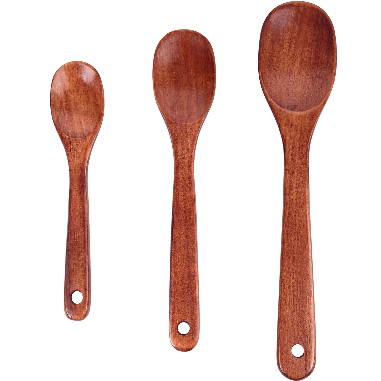 HANSGO Wooden Cooking Spoons, 3PCS Good Grips Wooden Spoon Set Wooden  Kitchen Utensils for Cooking Stirring Mixing Frying DIY Crafts