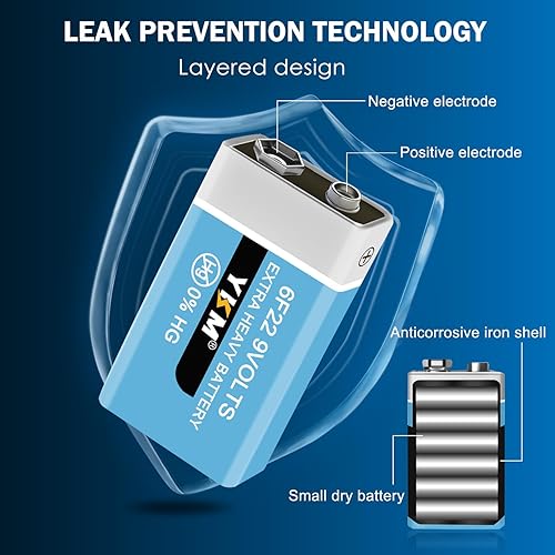 Miniatura 2 de 9V Batteries Long Lasting 9 Volt Battery for Smoke Detector Guitar Garage Door Opener Smoke Alarm Walkie Talkie Transistor Radio 7 Years shelf Life