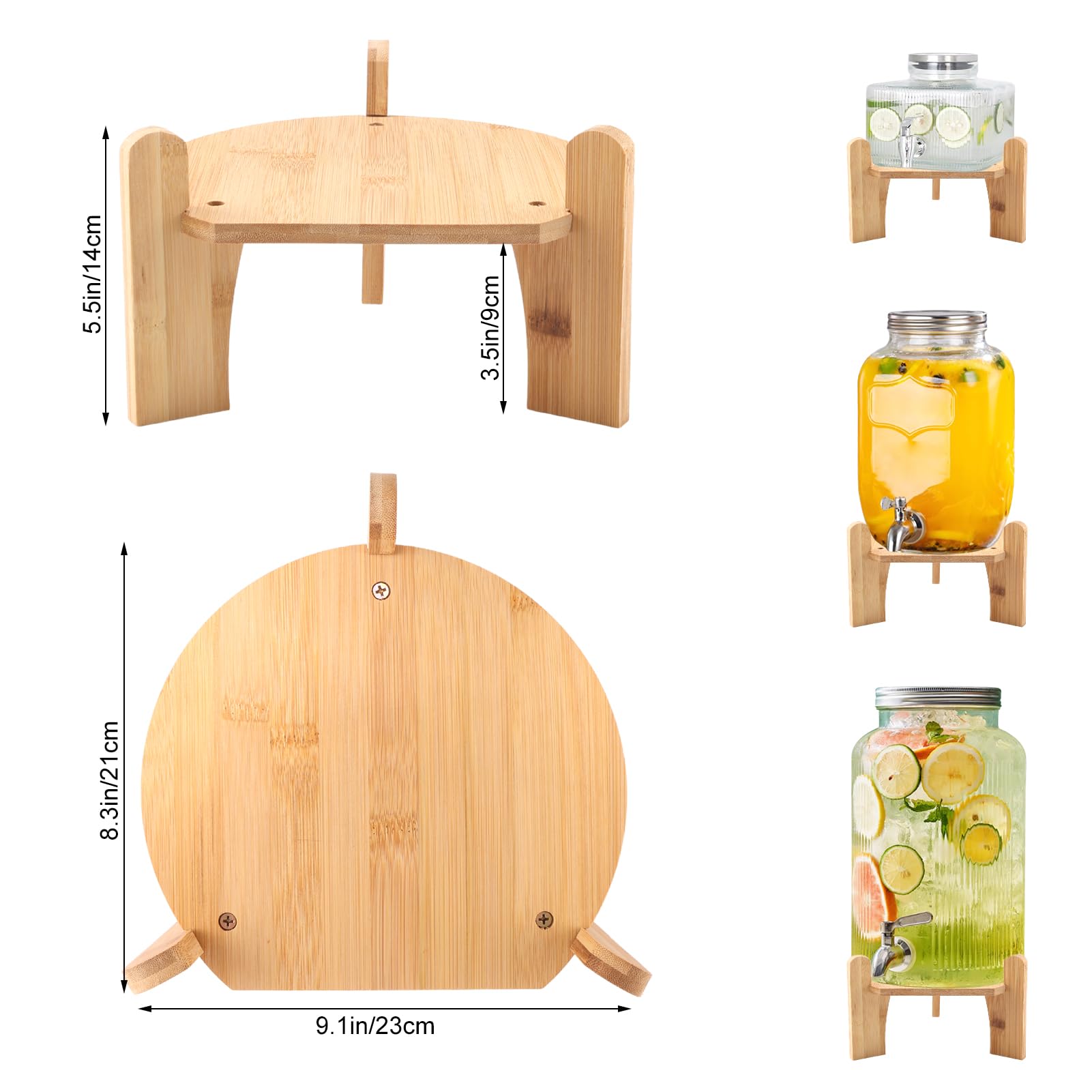 Wooden Drink Dispenser Stand, Beverage Dispenser Stand and Water Jug Holder, Drink Stand for Families, Parties and Catering Events, Fit Max 9 Inch Glass Water Pitcher Water Filter Bottle