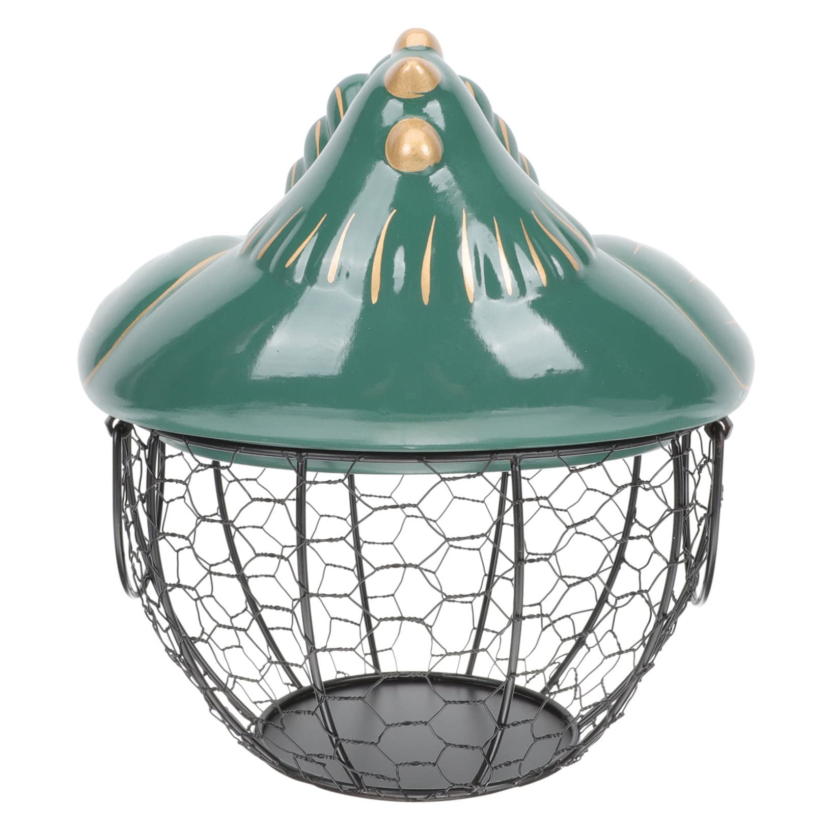 Cesta de huevos de cerámica y malla con asas portátiles para encimeras de cocina