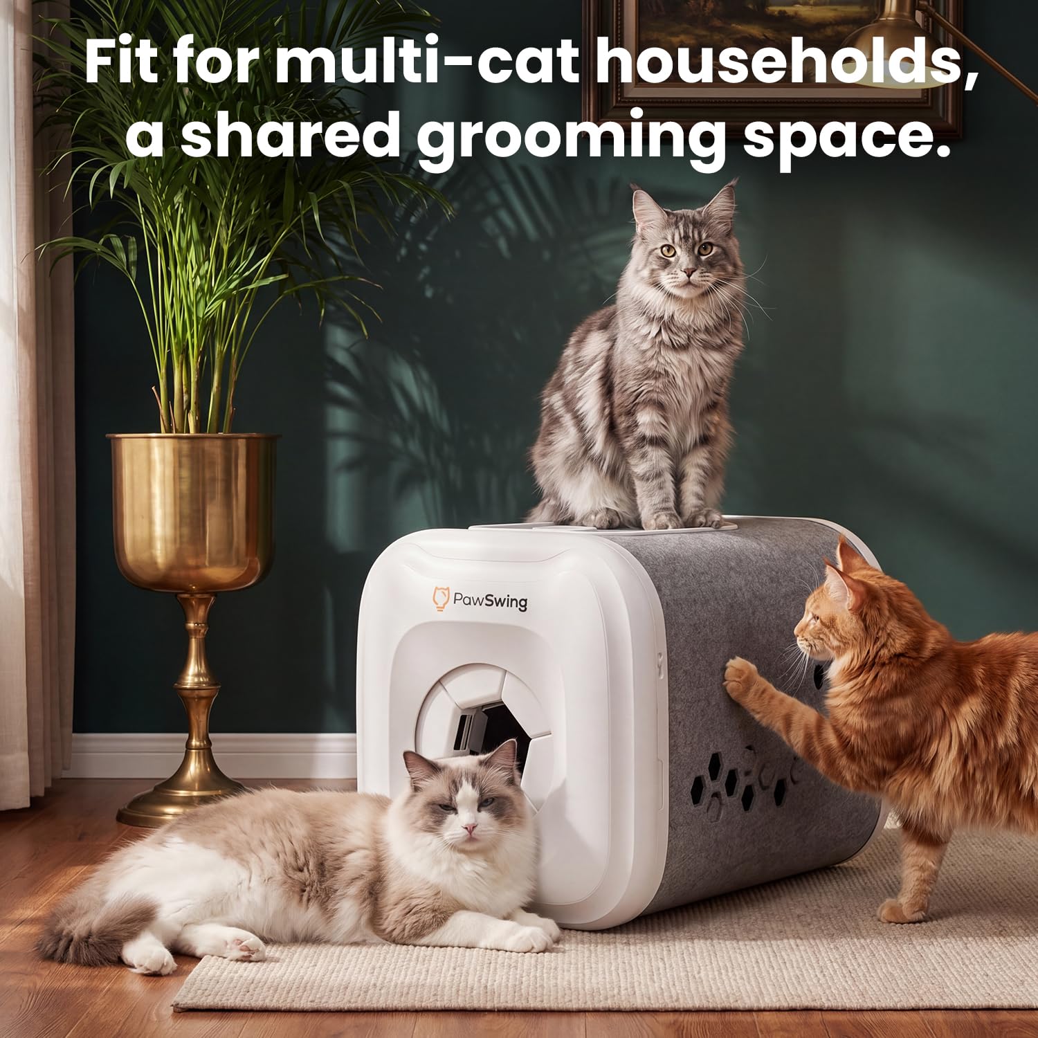 Neo Plus Cat Self Groomer para gatos grandes con 6 cepillos flexibles
