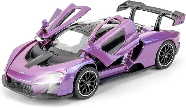 1/32 McLaren Senna Car Model Collectibles McLaren Senna Super Sport Diecast Car Toy with Sound and Light Zinc Alloy Pull Back Violet Toy for Adults Boys Girls