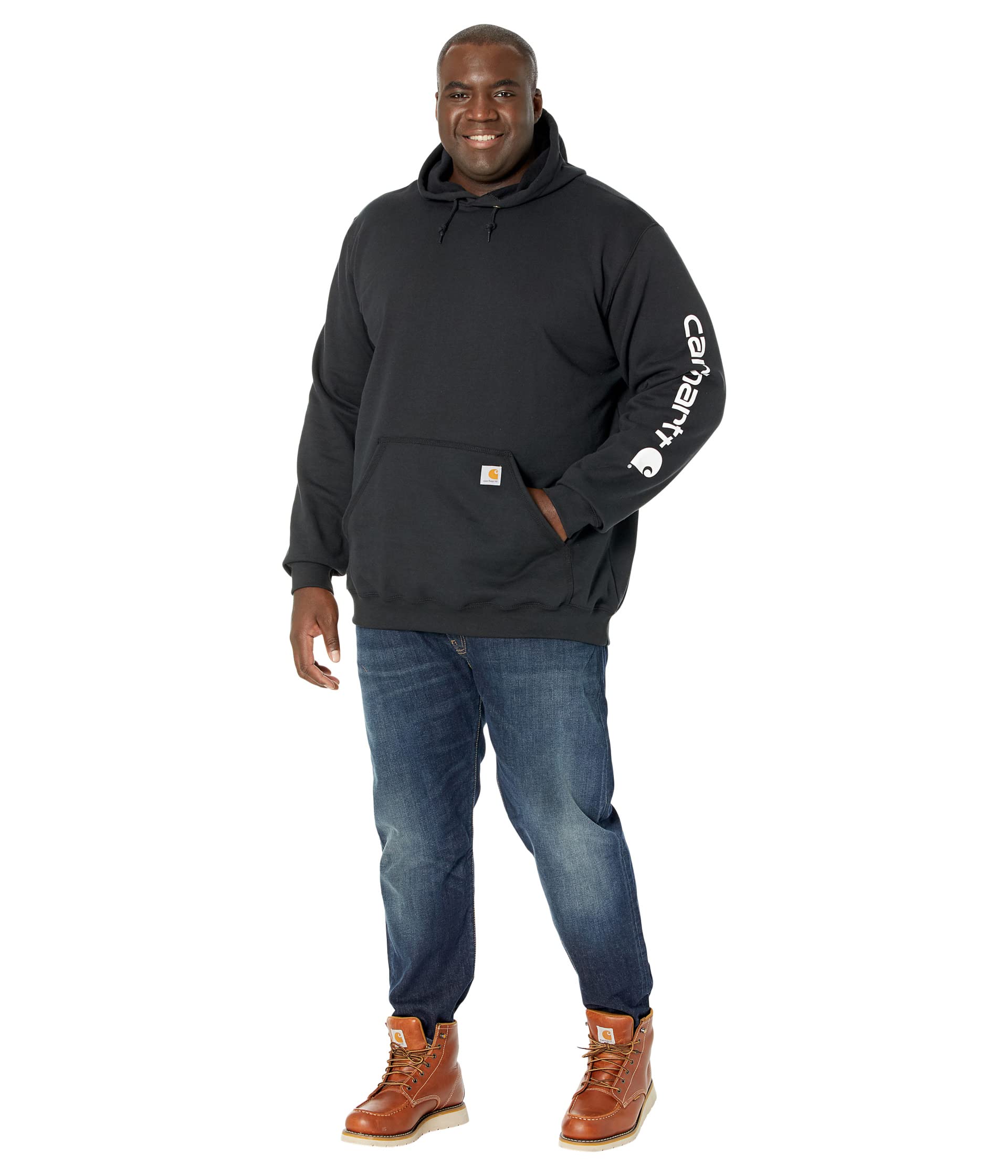 Carhartt Midweight Logo Sleeve Graphic Sweatshirt Sudadera, Negro, XL Plus Tall para Hombre