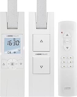 HOMEPILOT elektrische Gurtwickler Starterset für 2 Rollläden/Fenster | Smarte Rolladensteuerung mit 2x RolloTron Rolladenantrieb + Fernbedienung