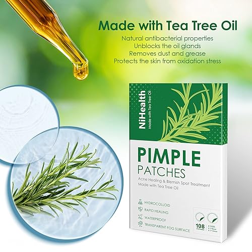 Miniatura 2 de NiHealth 108 piezas de aceite de árbol de té acné espinilla Kit de remiendo absorción de manchas hidrocoloides tratamiento de curación rápida