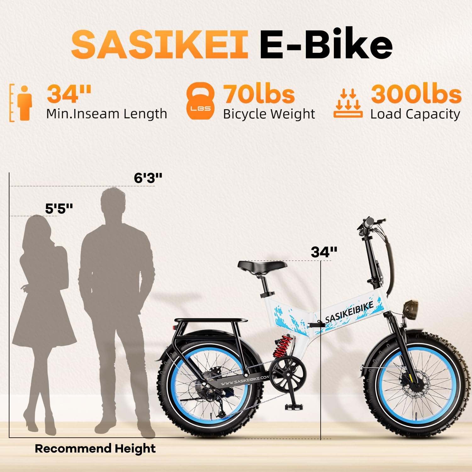 SASIKEIBIKE 1500W Folding Electric Bike for Adults,52V 20Ah Removable Battery Ebike with 30+MPH 70 Miles Max,20"x4.0 Fat Tire E-bike with Basket,Full Suspension Electric bicycle for Commute,Mountain