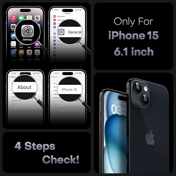 TOCOL Magnetic for iPhone 15 Case 6.1-Inch, Fit for MagSafe, Upgraded [Full Camera Protection], [14FT Military Grade Shockproof] Thin Slim Frosted Translucent Matte Back Phone Cover (Black) - 2