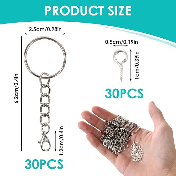 30PCS Split Keyring Chain DIY Jewellery Making Durability Rust Resistance