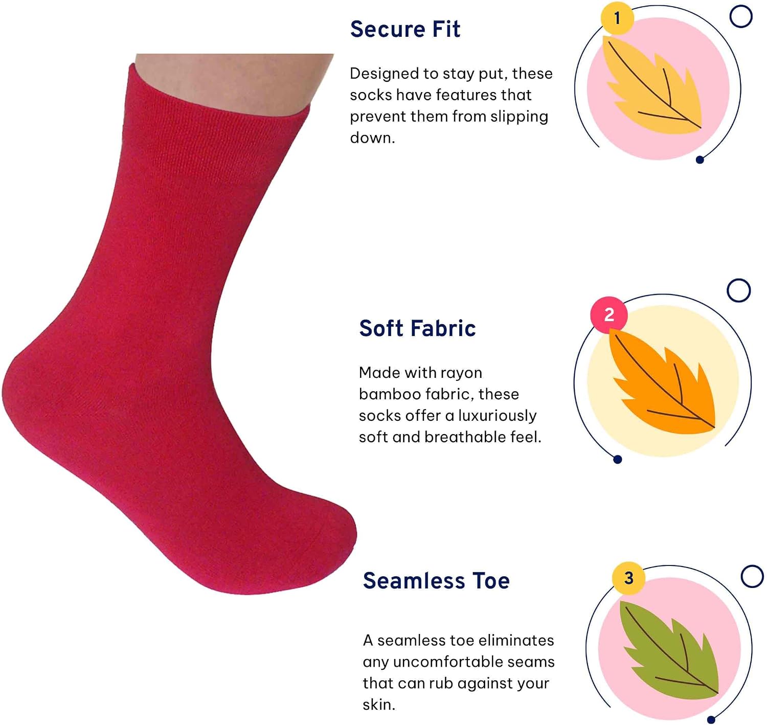 Rambutan Men's Seamless Rayon from Bamboo Dress Socks, US 8-13 image 2