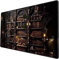 Vista 1 de Black Vintage Gothic Desk Mat Black Dark Academia Desk Pad Medieval Bookshelf Large Flower Mouse Pad XXL Plant Mousepad Extended Laptop Computer