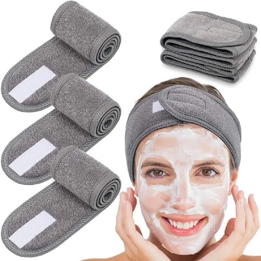 Polycotton Facial Headbands for Women & Men – Soft Hair Bands for Makeup, Spa, Face Wash – Adjustable, Reusable, Stretch Fit – Pack of 3 Hair Accessories-image-45