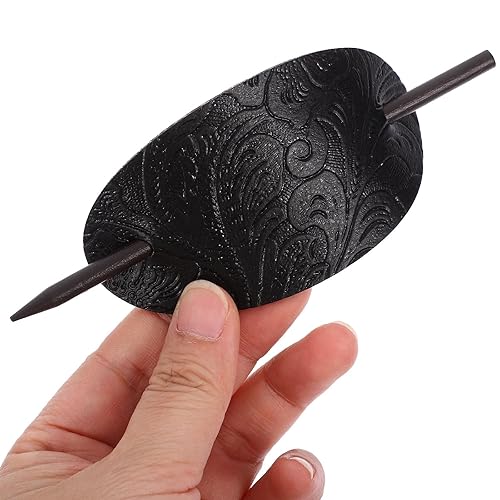Miniatura 3 de 3 piezas de horquilla de cuero para moño, pasador de pelo de cuero con palo, accesorios para el cabello, pinza de cuero para el cabello, horquilla