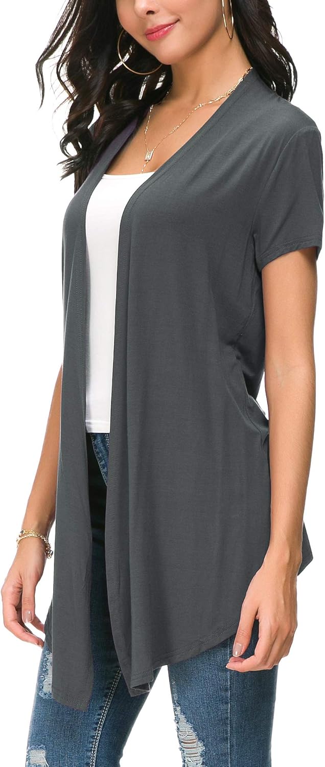 Urban CoCo Womens Open Front Short Sleeve Cardigans for Women Lightweight Summer Drape Cardigan Vest - Image 6