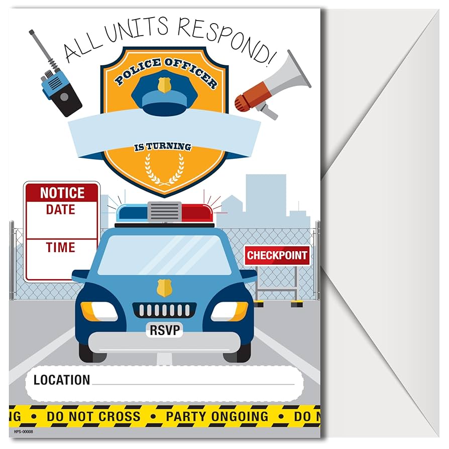 Amazon.com: Police Party Invitations for Boys and Girls with Envelopes - (Pack of 20) - Police Themed Invites for Children and More. Fill in Style : Toys & Games amazon-com-police-party-invitations-for-boys-and-girls-with-envelopes-pack-of-20-police-themed-invites-for-children-and-more-fill-in-style-toys-games