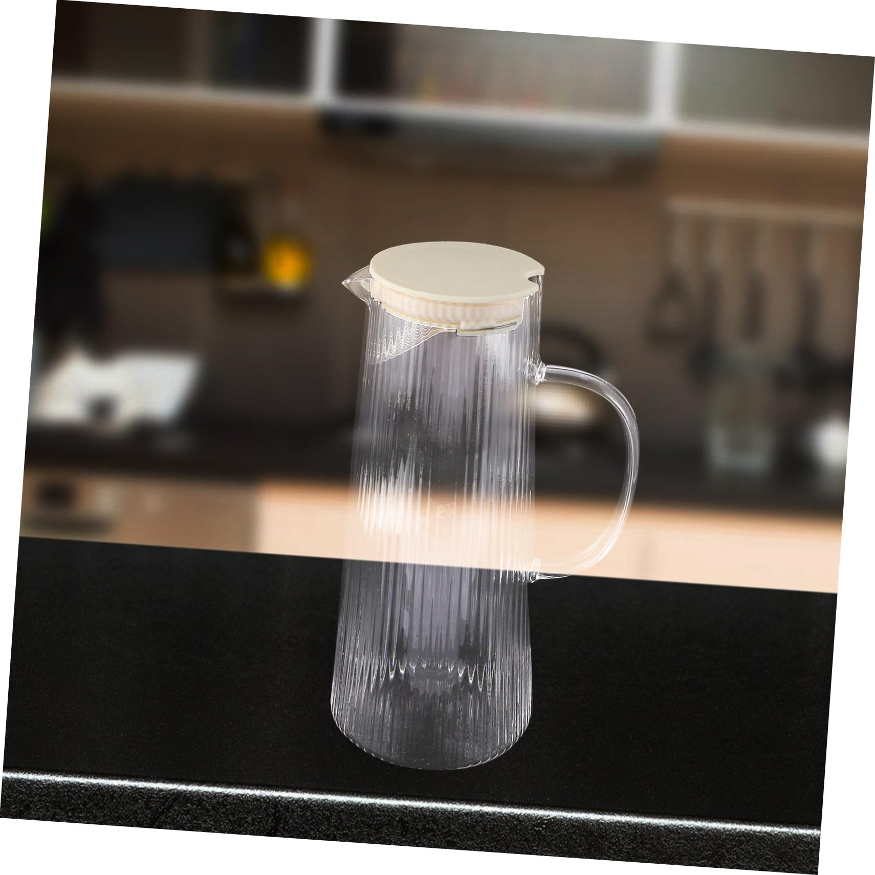 LABRIMP Jarra de Agua de Vidrio con Asa Jarra para Té Helado y Jugo Recipiente para Agua de Interior con Tapa para Fiestas