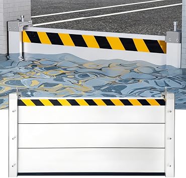 Flood Barriers for Home, Detachable Stackable Baffle Flood Protection System, Heavy Duty Reusable Aluminum Flood Water Barrier for Garage, Home, Front Door, Basement, Gates
