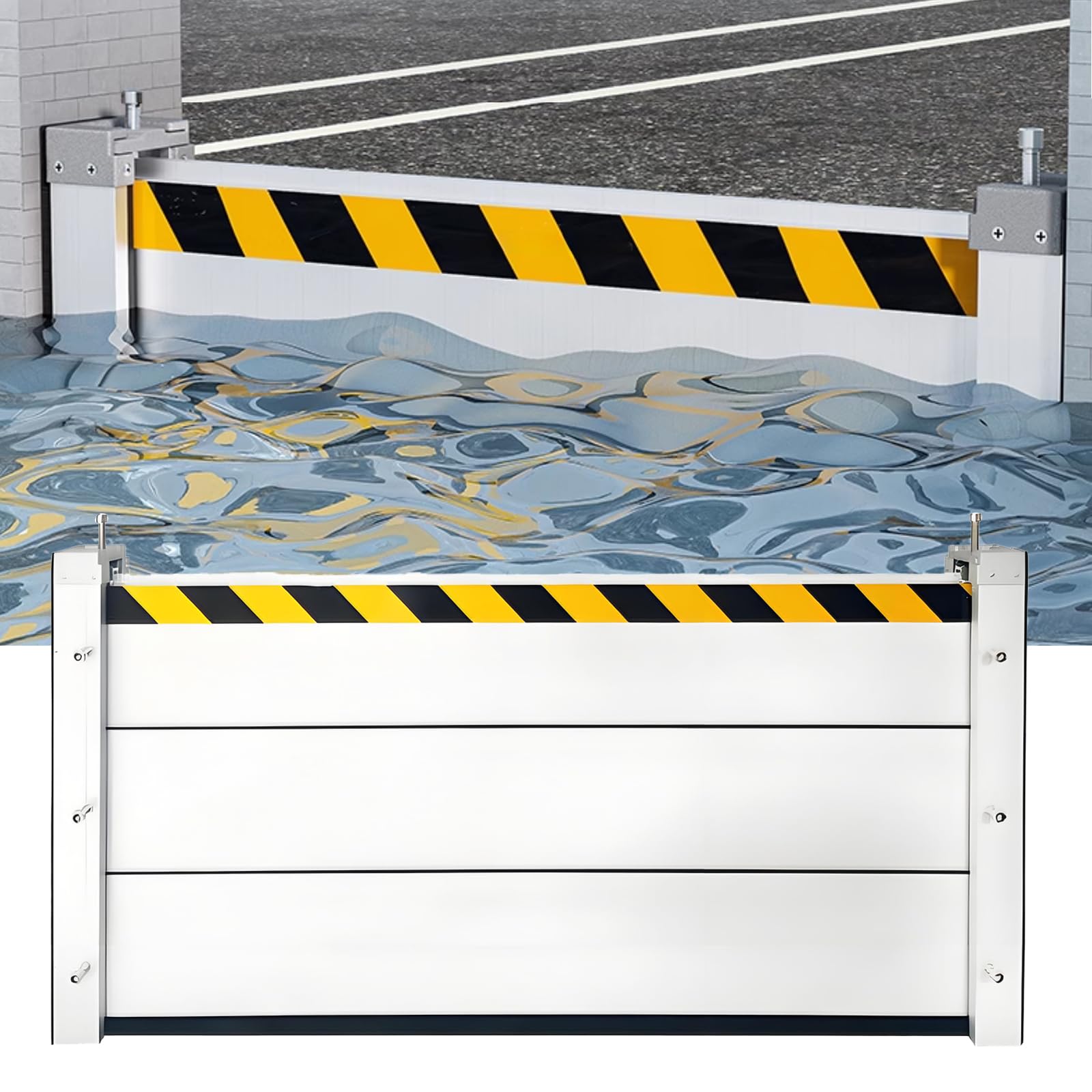 Flood Barriers for Home, Detachable Stackable Baffle Flood Protection System, Heavy Duty Reusable Aluminum Flood Water Barrier for Garage, Home, Front Door, Basement, Gates