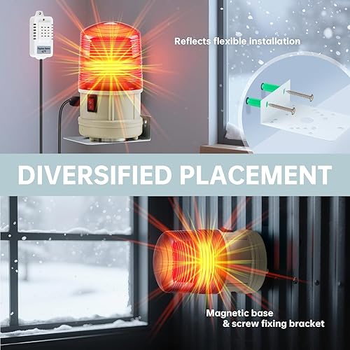 Miniatura 5 de Briidea Luz de advertencia de temperatura con termostato integrado, alerta de flash automático por debajo de 42 F, LED de alta visibilidad de 1000