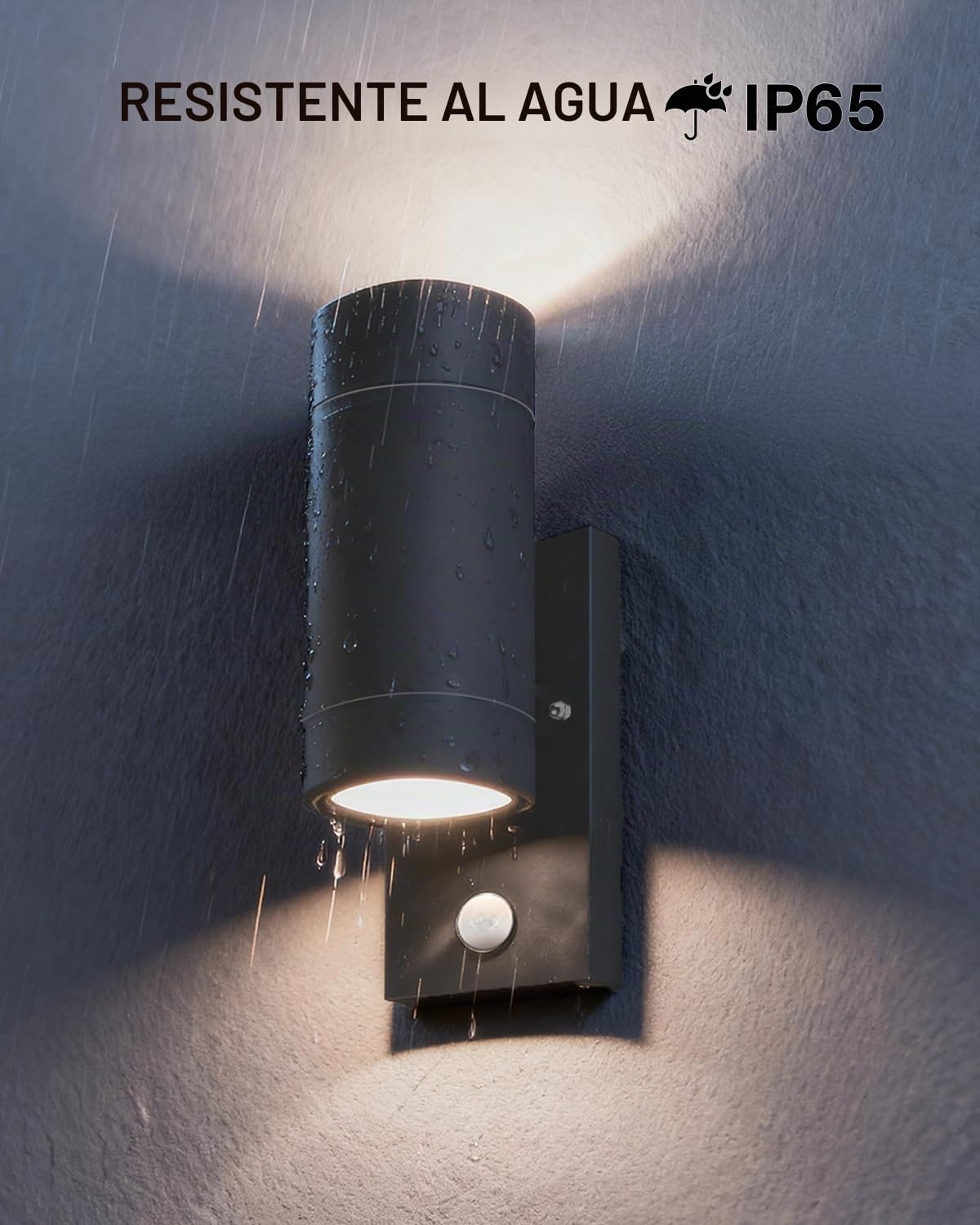 Aplique Pared Exterior de Aluminio con Sensor de Movimiento | Lampara de Pared Exterior, IP65 Luz Exterior Pared GU10 Arriba y Abajo, para Jardín, Patio, Porche, Antracita, 2 Piezas
