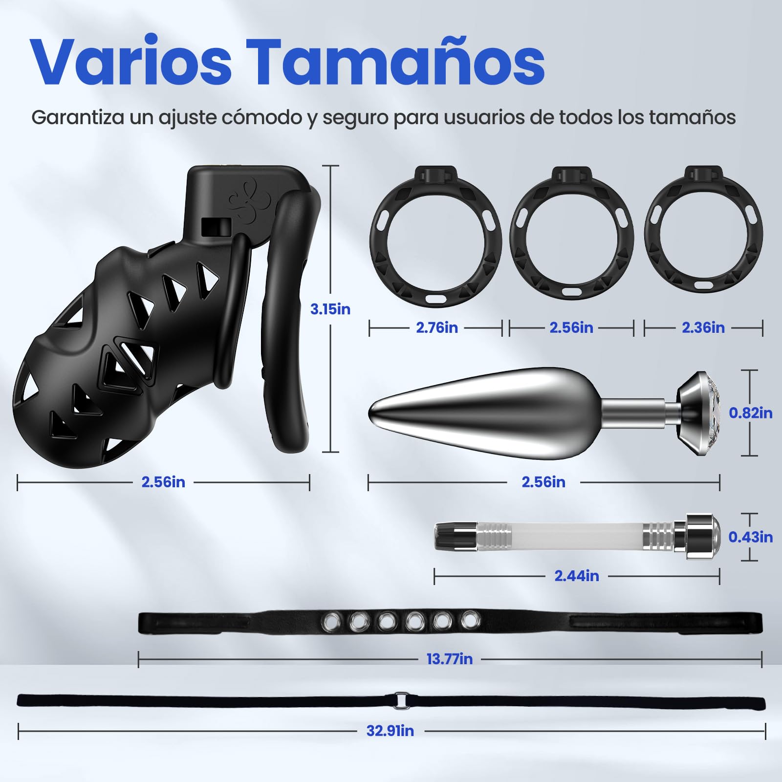 Juguetes Sexuales para Hombres y Parejas Jaula de Castidad Con Tapón, Arnés Ajustable y Cinturón de Castidad con 3 Anillos de Tamaño y Accesorios de Bondage BDSM