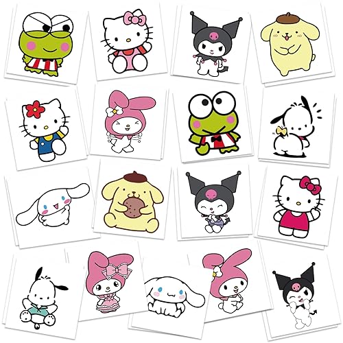 Suministros de fiesta de cumpleaños de gatitos, 34 tatuajes temporales para fiestas, calcomanías de tatuaje extraíbles para bolsas de golosinas,