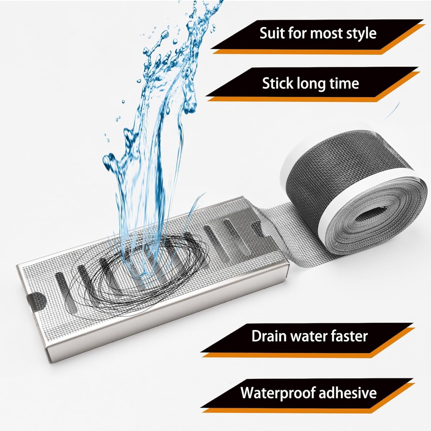 Evilia Ecom Self Adhesive Mesh Roll for Bathroom Drain Kitchen Sink Strainer Disposable Hair Catcher Shower Drain Mesh Stickers Cuttable PVC Mesh Shower Drain Cover Hair Catcher for Any Length 3