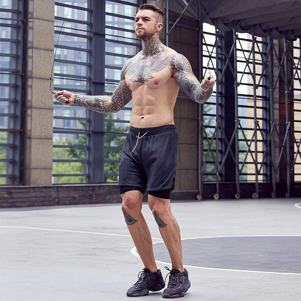 OEBLD Mens Athletic Shorts 2-in-1 Gym Workout Running 7'' Shorts with Towel Loop - Image 3