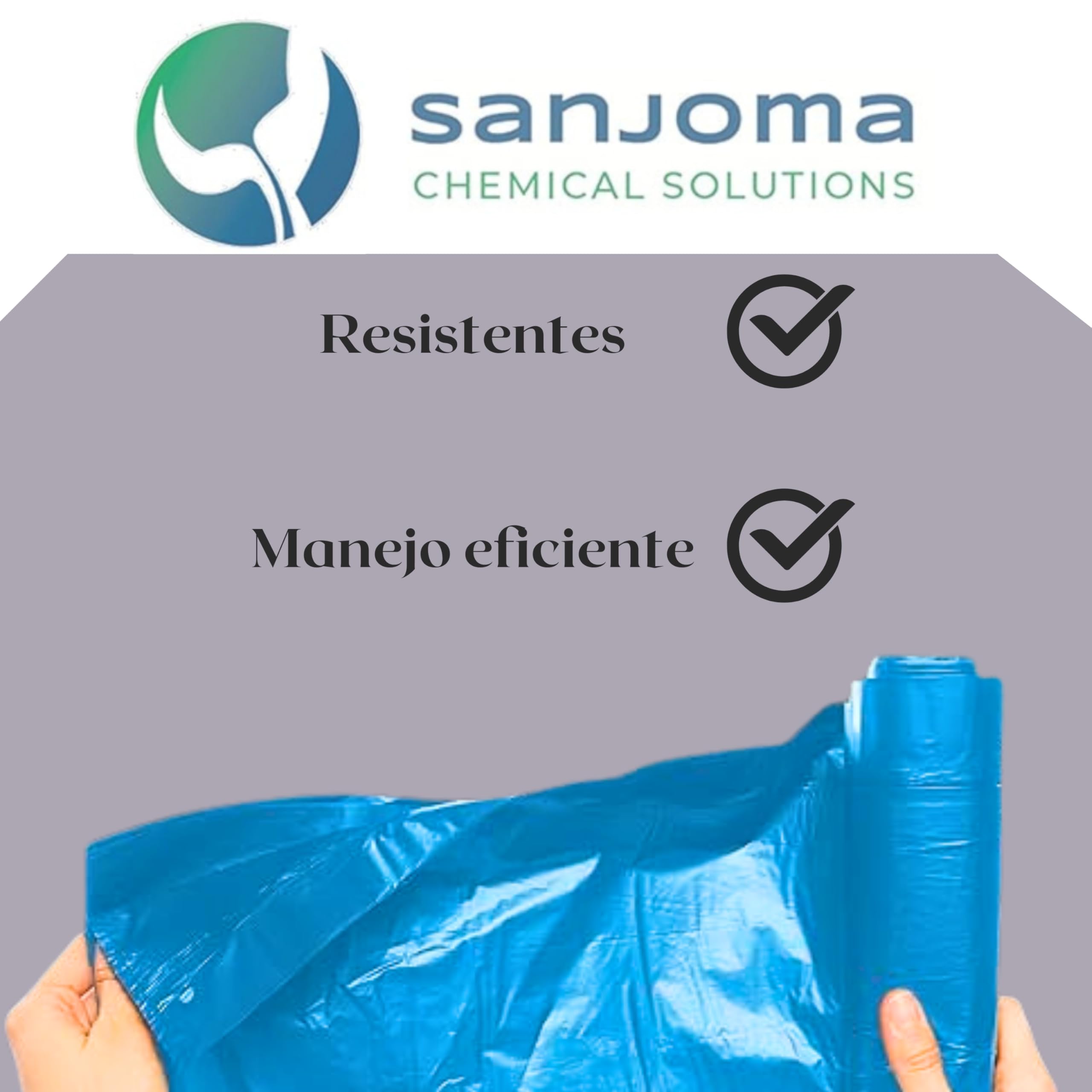 12 Rollos de bolsas de basura azul 100L (85x105 cm) - Galga150 (Extra Fuerte) ecológicas y compostables – 25 bolsas por rollo