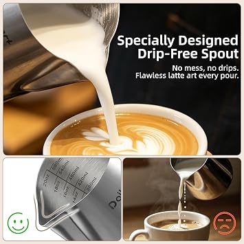 Dailyart Milk Frothing Jug 600ml/20oz Milk Jug with Thermometer