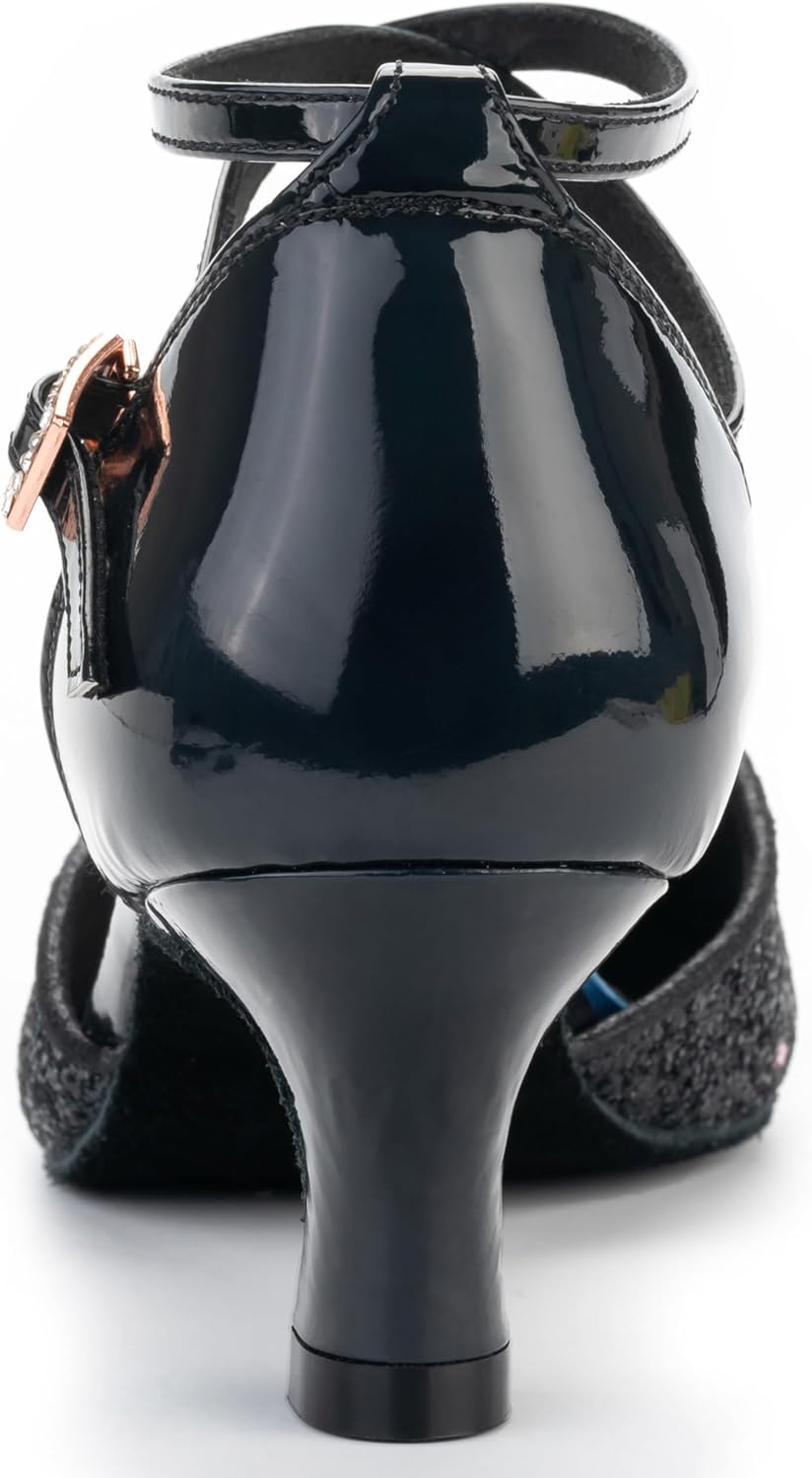 RoseMoli 1920s Shoes for Women Salsa Ballroom Dance Shoes for Woman Low Heels Dancing Pumps for Latin Tango Flapper Character Party Glitter Shoe - Image 4