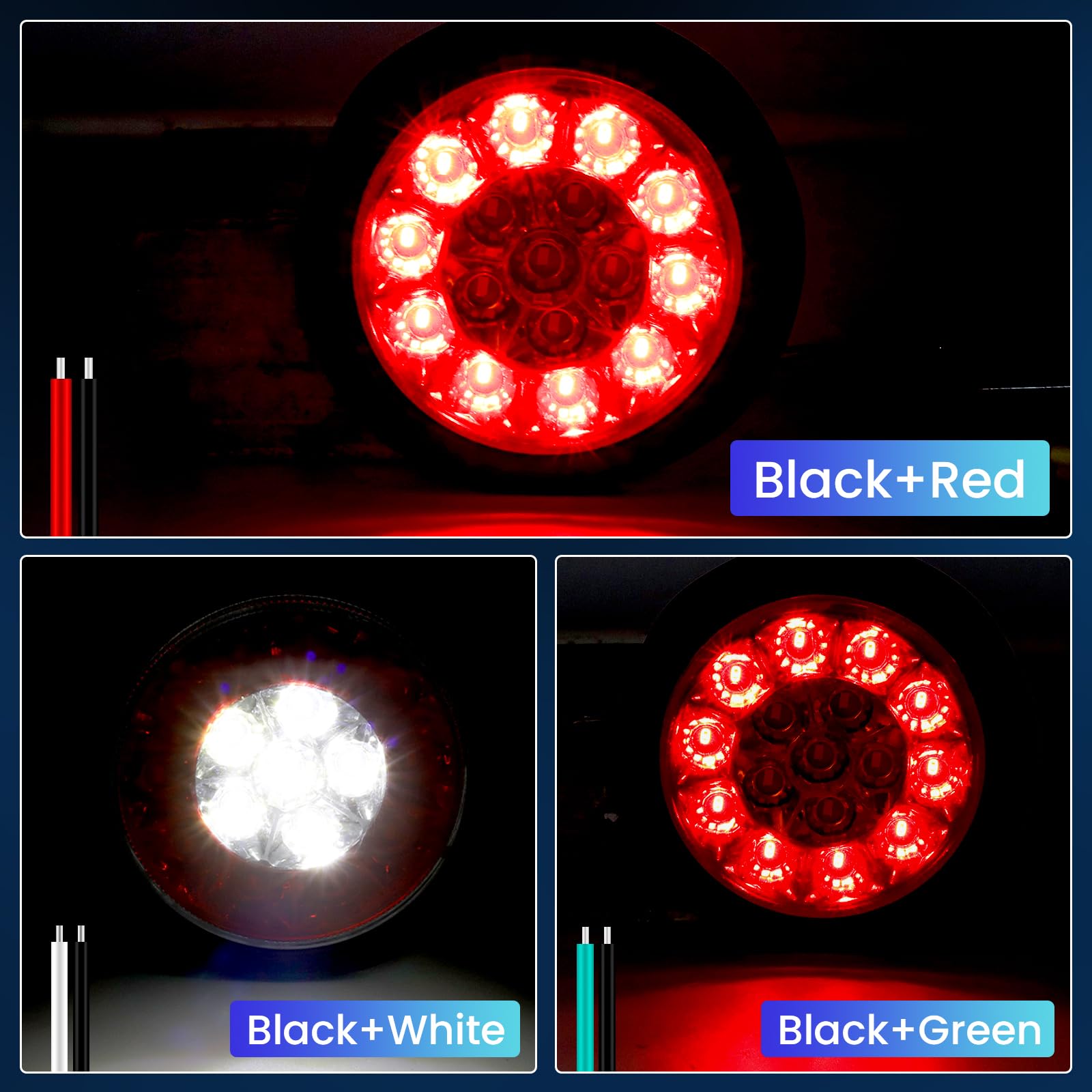 4pcs Luces traseras LED redondas Chapa eléctrica Luces traseras de frenado Luces traseras de freno Luces traseras de freno Luces traseras LED redondas para camiones RV (rojo y blanco)