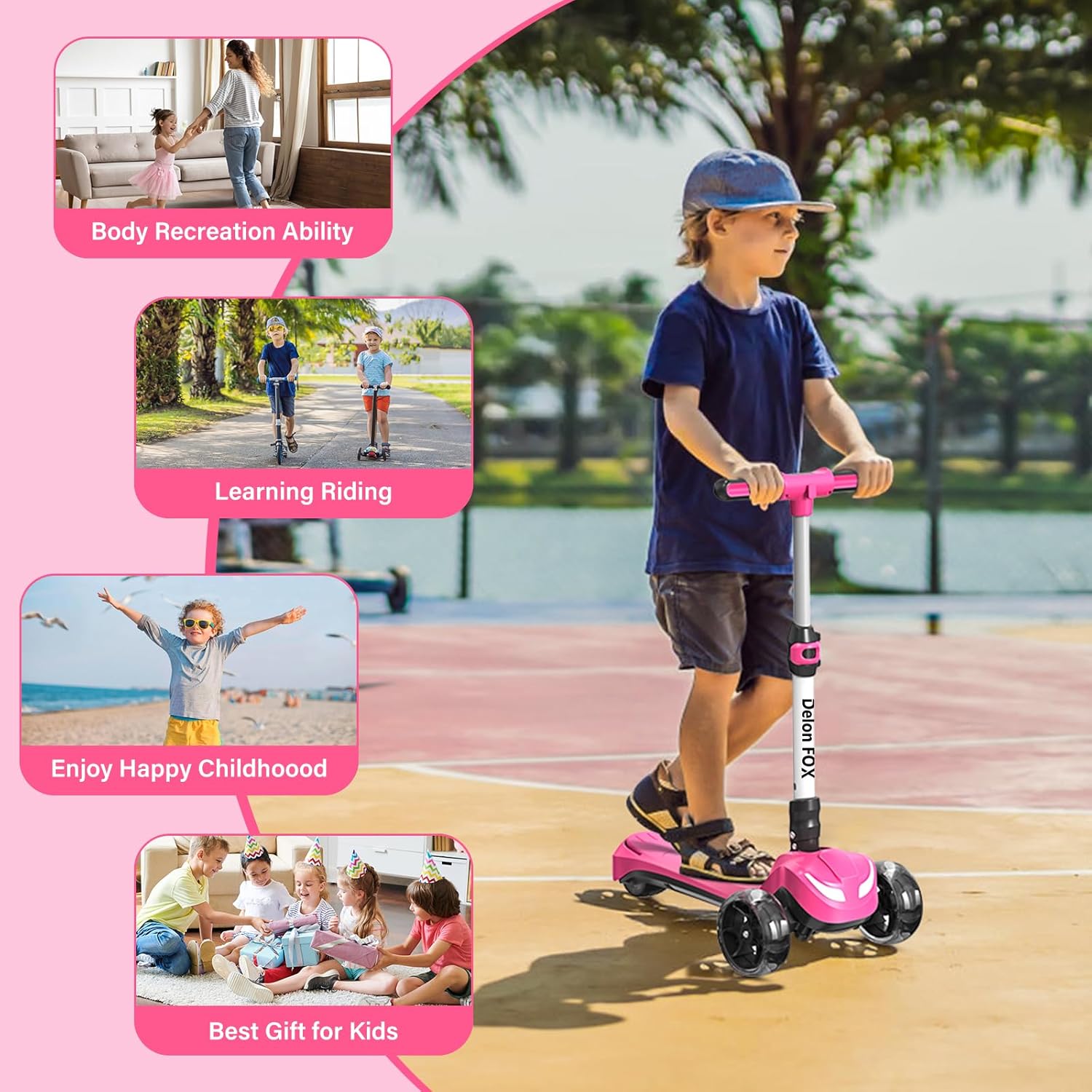 Electric Scooter for Kids Ages 3-8, Kids Electric Scooter, 3 Wheel Electric Scooters with Flash Wheels and Widen Anti-Slip Deck, 3 Adjustable Height, 5MPH Safe Speed, Gift for Boys and Girls - Image 6