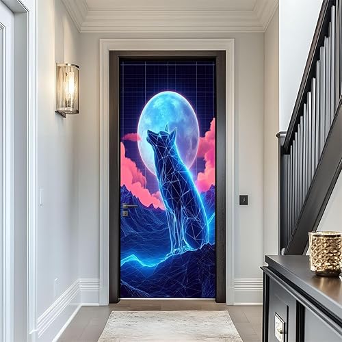 Vista 11 de Calcomanías para puerta, murales 3D, neón, retro, arcade, 80, máquinas de arcade, luces de neón, diseño retro, murales, papel tapiz autoadhesivo