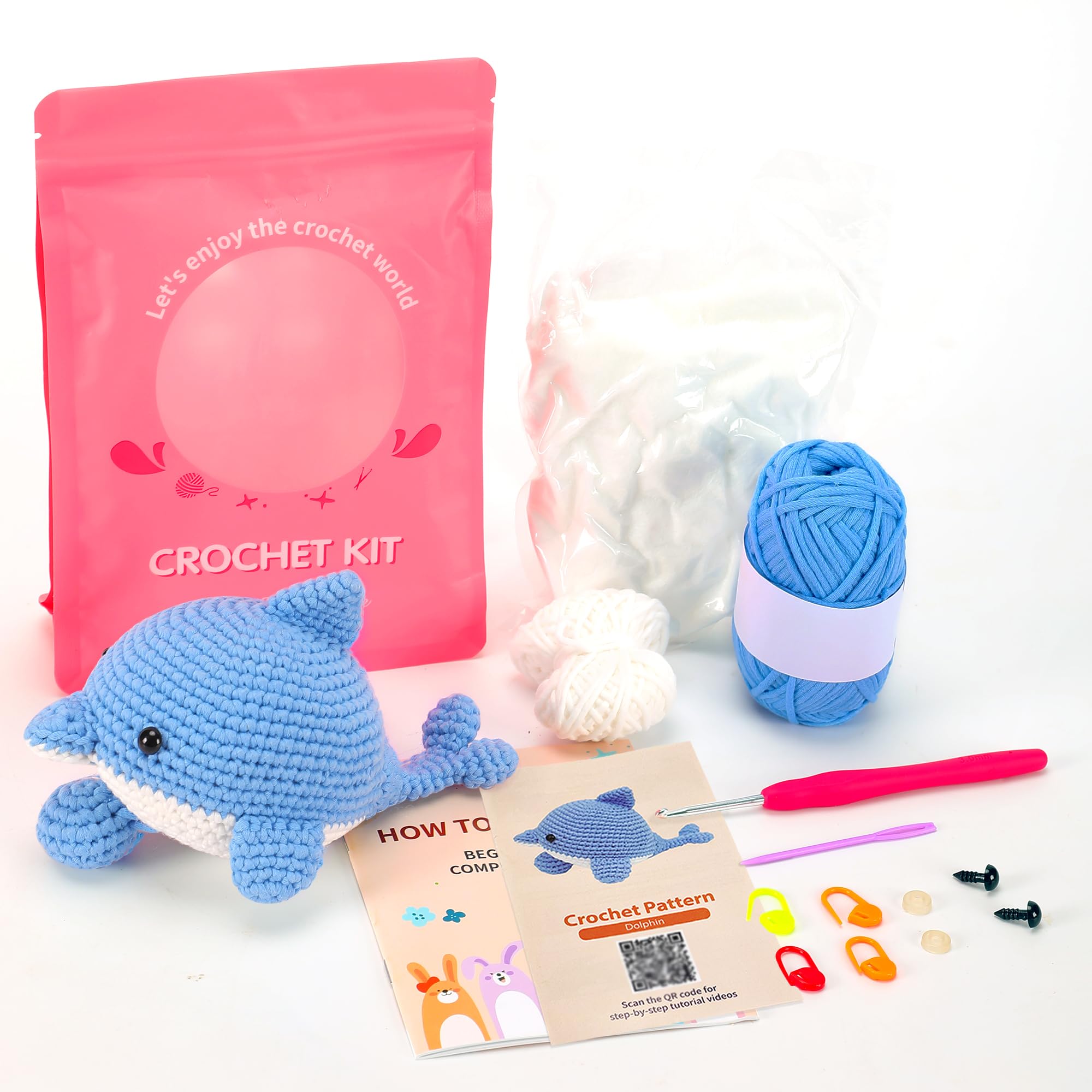 Amazon.com: VIVIDOX Dolphin Crochet Kit for Beginners Adults Kids