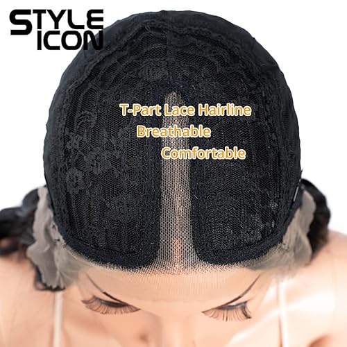 Miniatura 8 de Style Icon Pelucas de encaje frontal de 36 pulgadas, pelucas negras súper largas con cabello de bebé, densidad del 130 %, peluca sintética de fibra