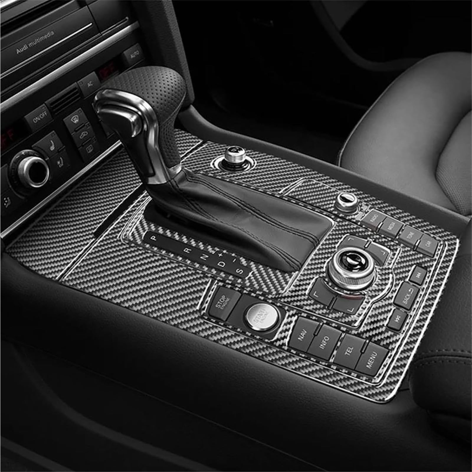 Autocollants intérieur voiture Couvercle Panneau Changement Vitesse Pour Console Centrale Voiture Souple LHD Accessoires D'intérieur Pour Q7 2007 2008 2009 2010 2011 2012 2013 2014 2015