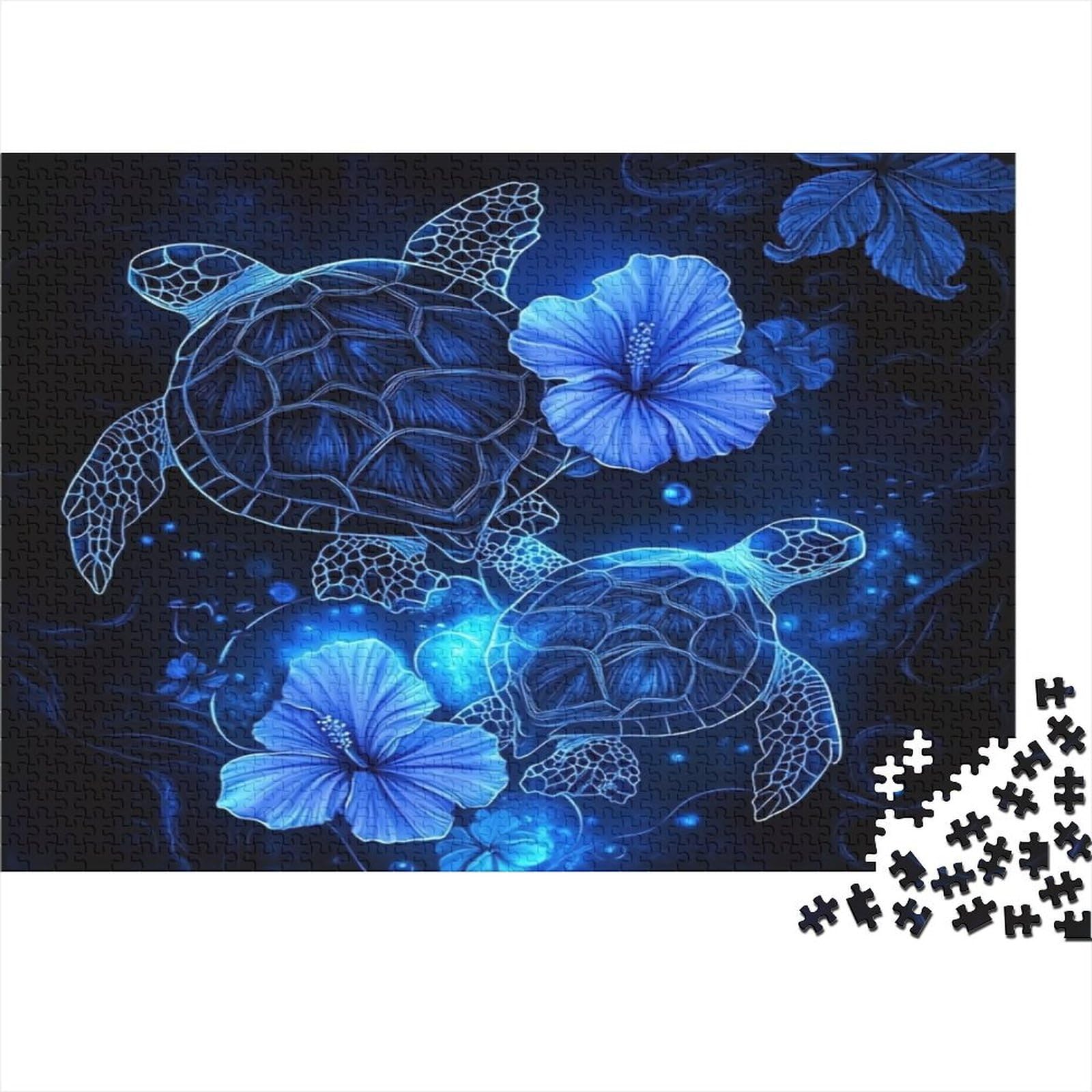 Blue Sea Turtles Jigsaw Puzzles 1000 Piece Challenge Toy for Adults, Impossible Jigsaw Puzzle 1000 Piece Educational Game for Adults Or Families 52x38cm/1000pcs — image 1