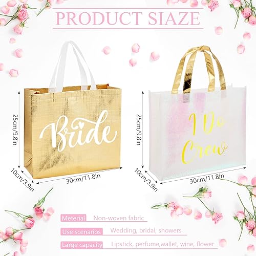 Miniatura 5 de Cindeer 12 bolsas de dama de honor para niñas, bolsas holográficas de regalo de despedida de soltera, bolsas brillantes para regalos de fiesta