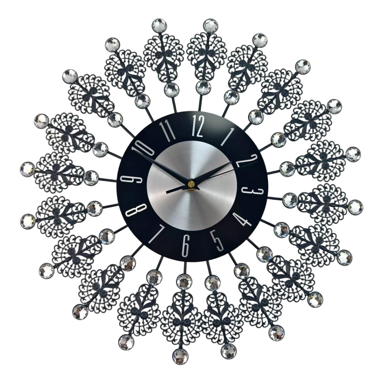 Piceioep Crystal Leaves Wall Clock Silents None Ticking Clocks Decorative Large Modern Wall Clock for Living Room Bedroom Decors Decorative