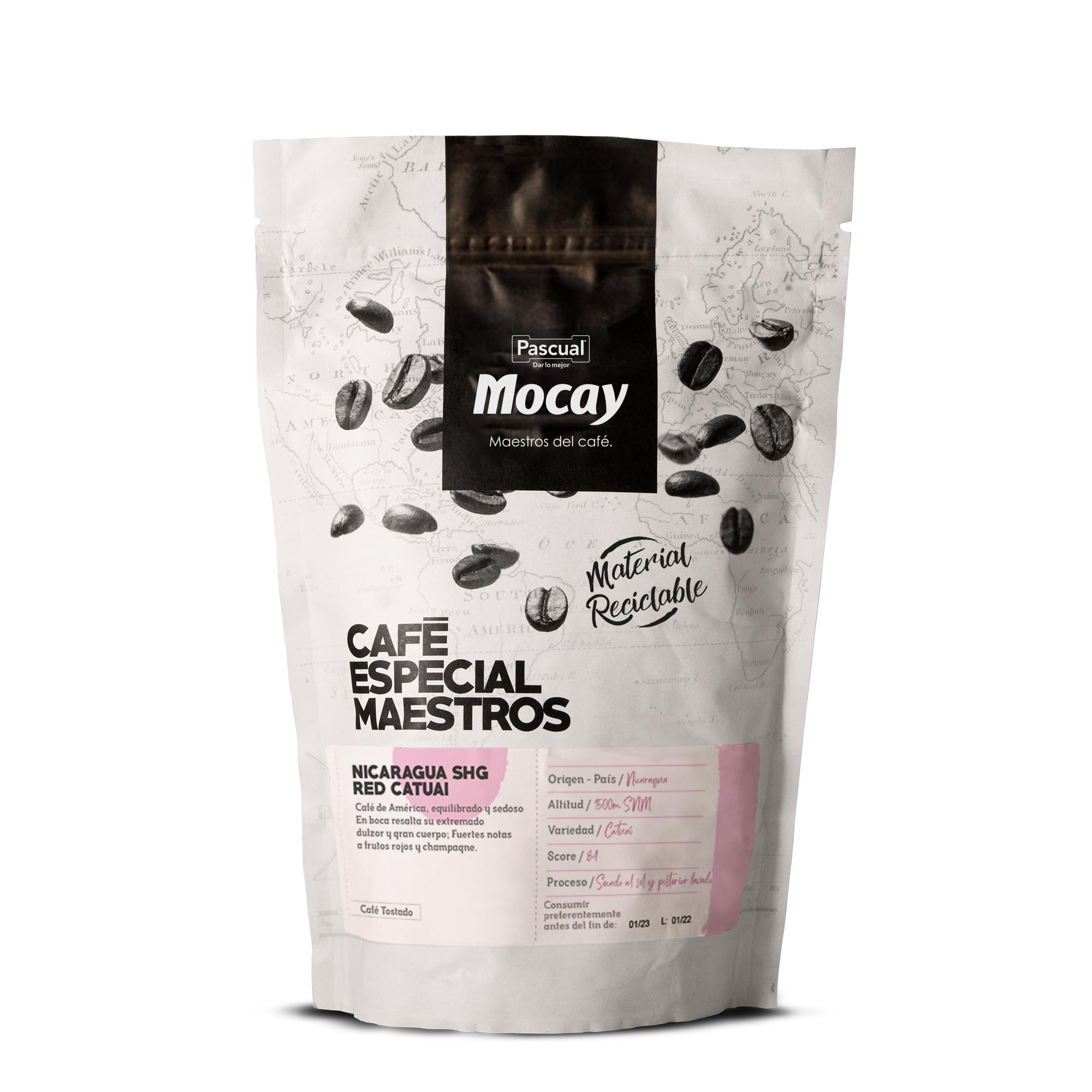 Mocay – Café en Grano de Tueste Natural, Café de Especialidad, Nicaragua – Tostado Medio – Pack 4 Bolsas de 250 g