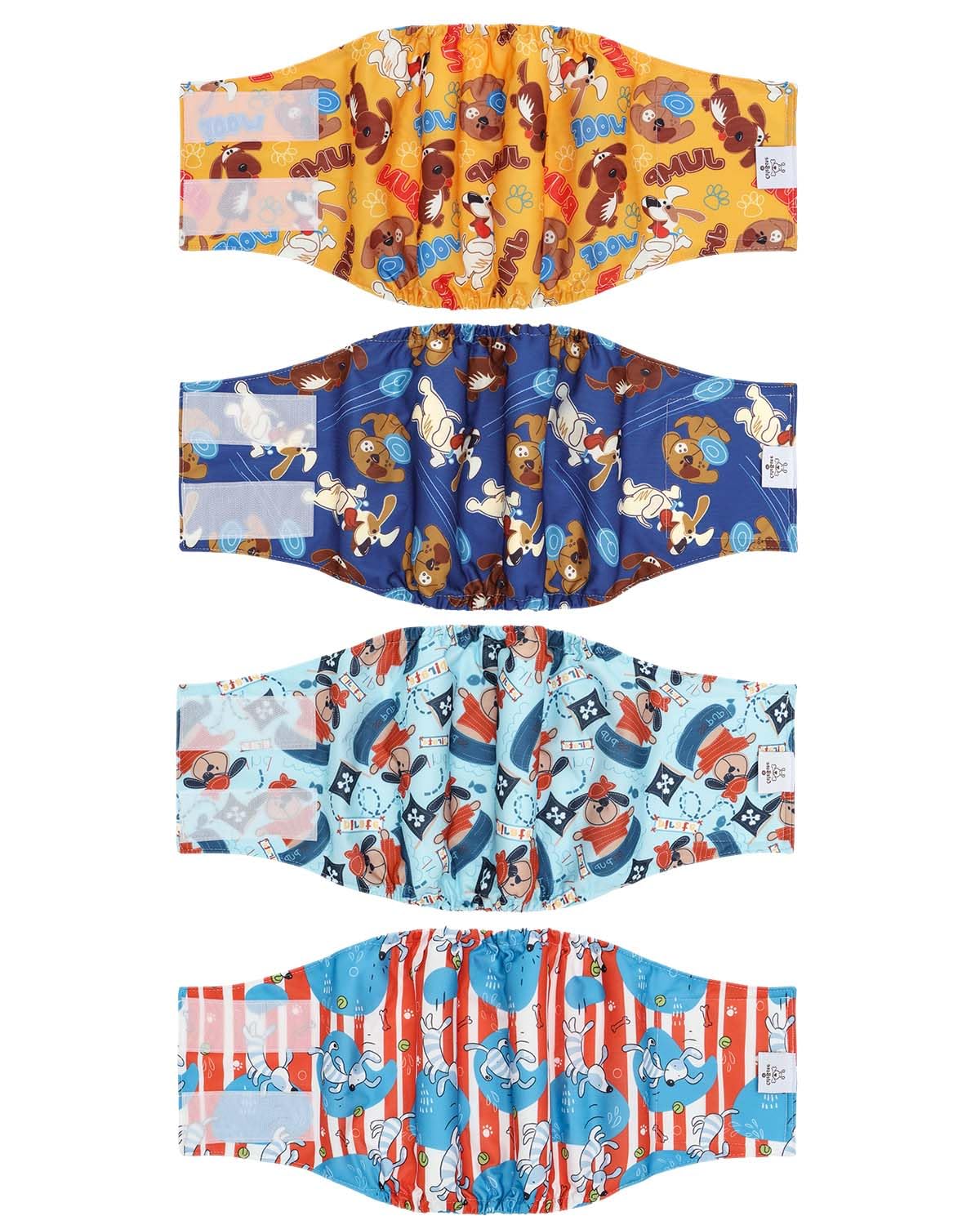 CuteBone Dog Diapers Male 4 Pack Puppy Wraps Reusable Doggie Belly Bands for Male Dogs Small Medium Large