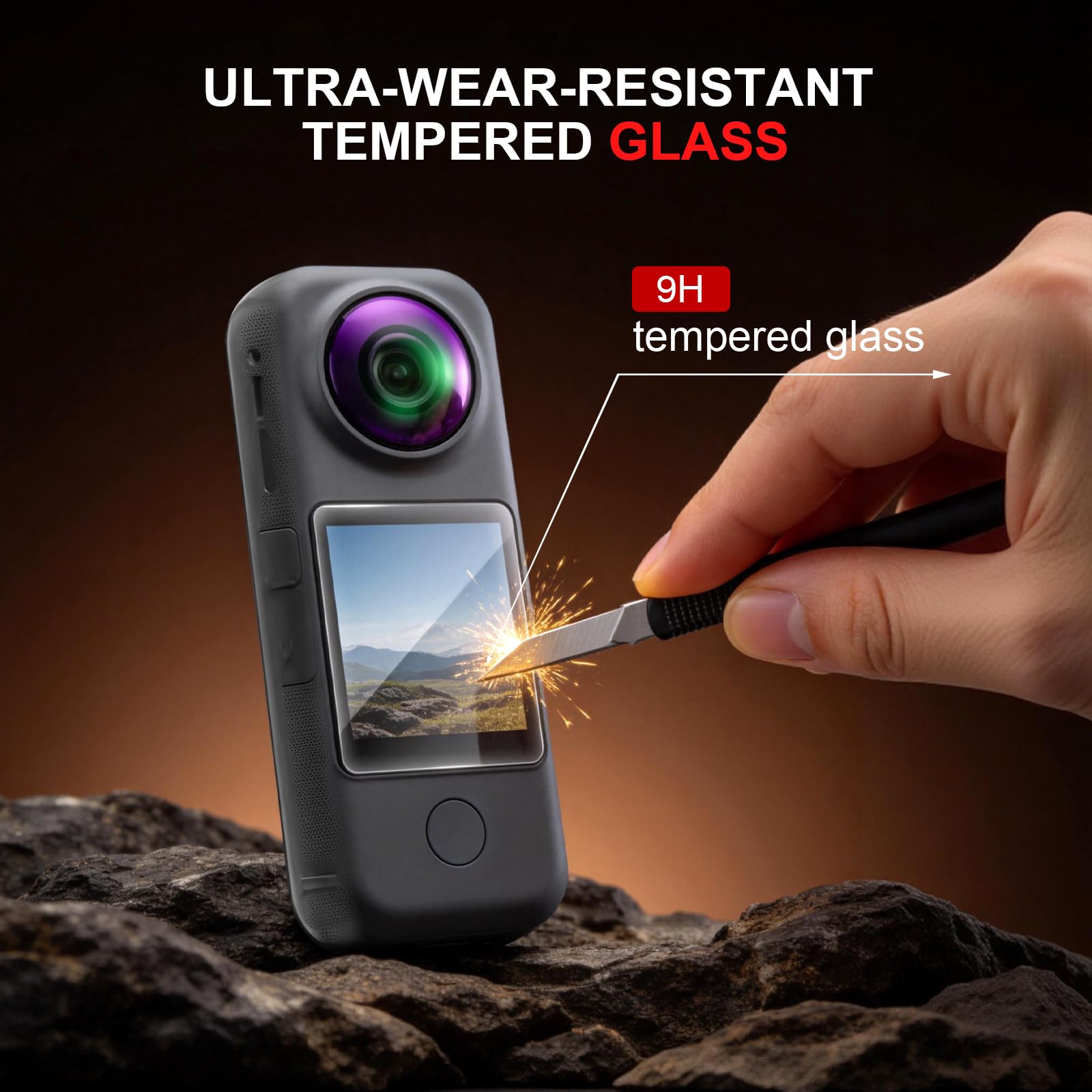 Confezione da 3 pellicole protettive in vetro temperato per Insta360 X4 Air, pellicola protettiva Ultra HD 9H, fotocamera antigraffio per accessori Insta360 con bordo 2.5D, senza bolle
