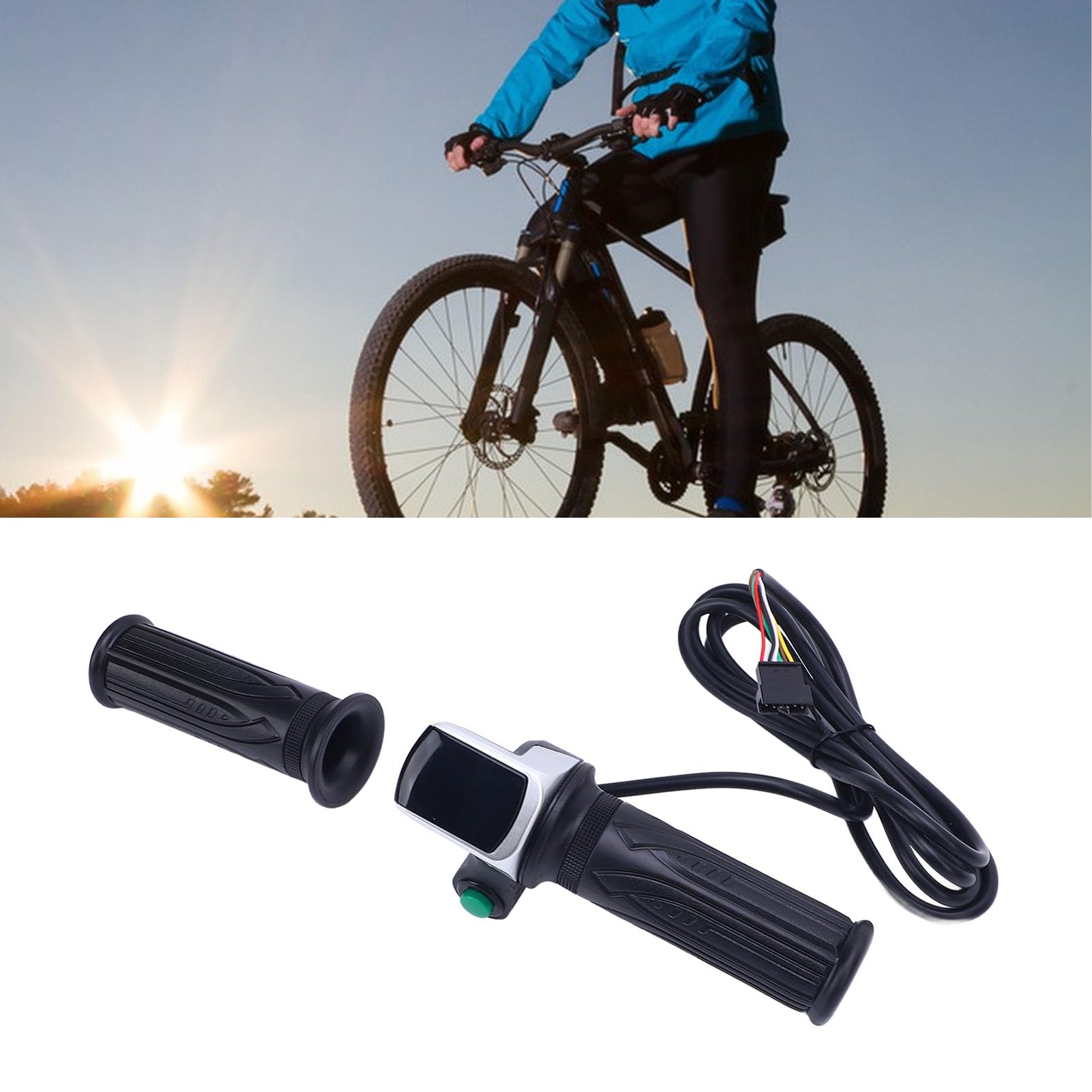 Poignée d'accélérateur pour vélo électrique 36 V avec Affichage de la Batterie Contrôle de Vitesse Sensible Performance Stable Ajustement Universel pour Guidon de 22,2 mm