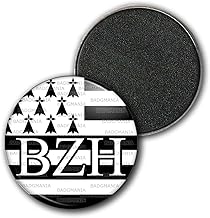 Badgmania Magnet Aimant Frigo 3.8cm Drapeau Breton Bretagne BZH Breizh Hermine Brezhoneg Noir Blanc