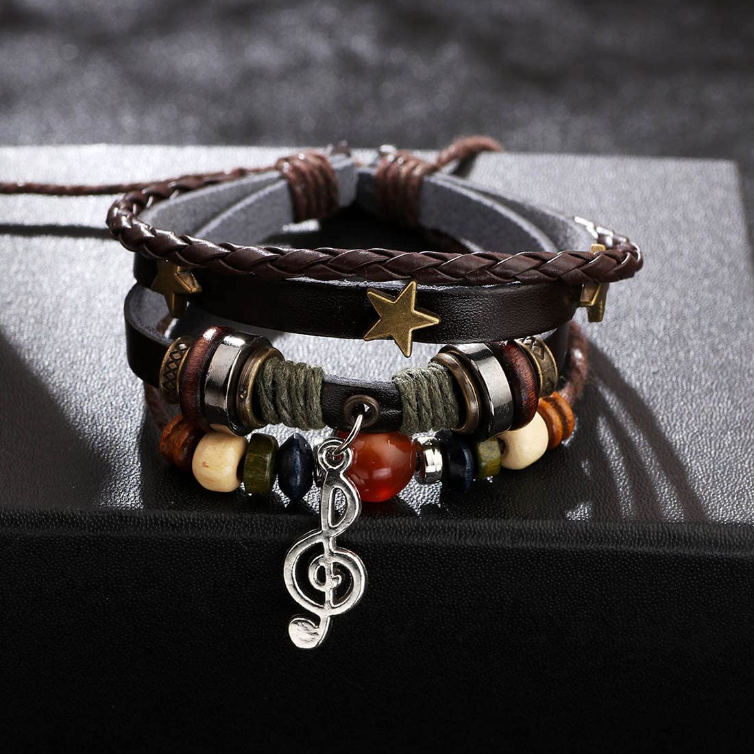 Braccialetto con maglie di note musicali, regalo per musicista, tasti del pianoforte, bracciale con maglie in argento, gioielli fatti a mano, musica, gioielli con foto cabochon - Italia
