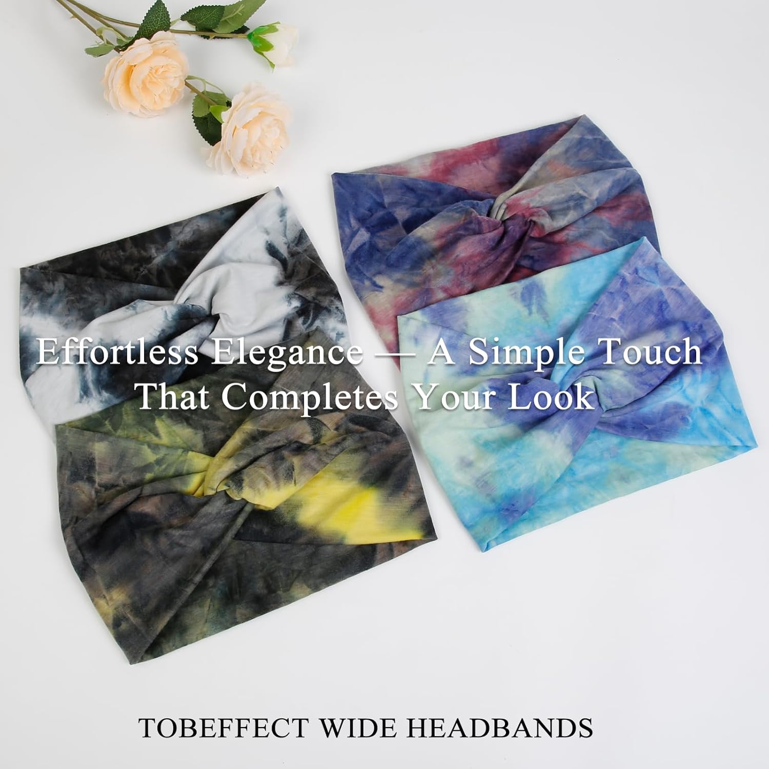 Tobeffect Wide Turban Headbands for Women, 4 Packs Extra Wide Knotted Head Bands for Women's Hair, Boho Fashion Hairbands Casual Sport Hair Accessories for Workout Yoga - Image 7